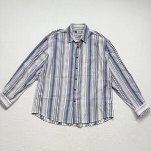 Tilley Striped Long Sleeve Button Up Shirt L Lightweight Textured Casual